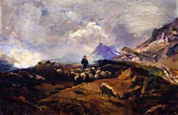 Alpine Landscape with Flock of Sheep Artwork by Franz Marc