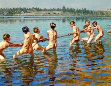 Tug Of War Artwork by Nikolai Petrovich Bogdanov-belsky