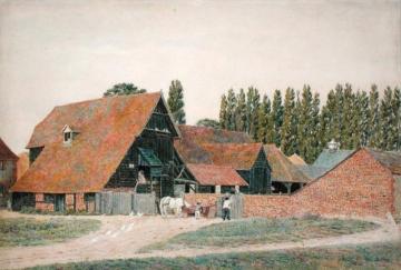 Farm buildings at Dorchester Artwork by George Price Boyce