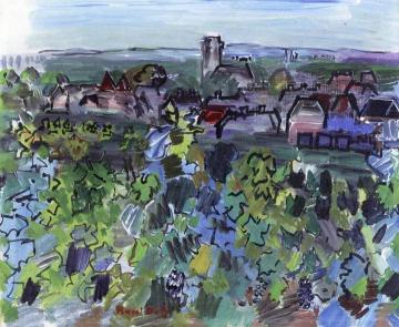 Burgundy Landscape Artwork by Raoul Dufy