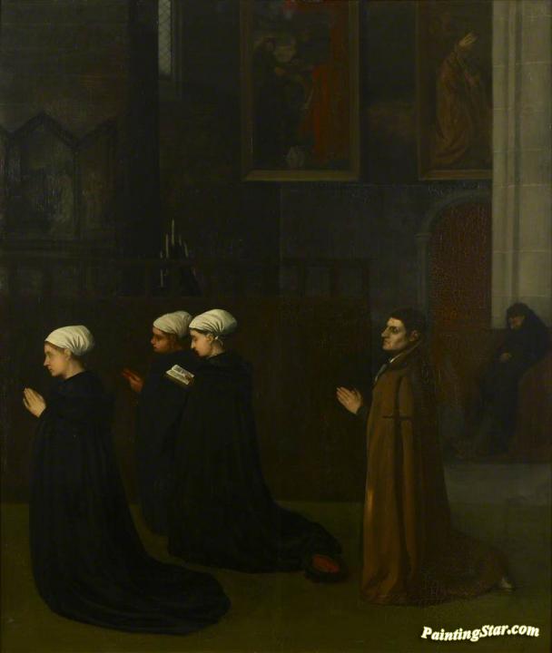 Interior of a Church with kneeling Figures Artwork by Alphonse Legros