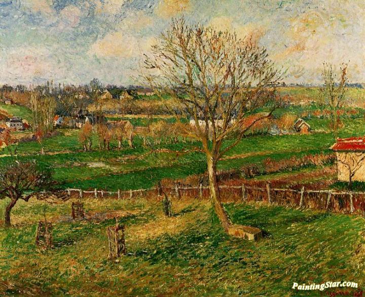 Landscape, Fields, Eragny Artwork by Camille Pissarro