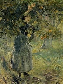 The Orange Picker Artwork by Berthe Morisot