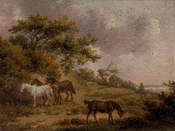Landscape with Four Horses Artwork by George Morland
