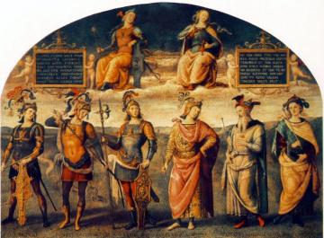 Fortitude And Temperance With Six Antique Heroes Artwork by Pietro Perugino