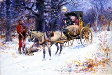 Old Christmas in New England Artwork by Charles Marion Russell