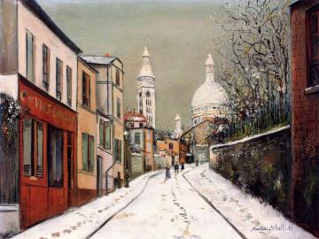 Rue de l'Abreuvoir in the Snow Artwork by Maurice Utrillo