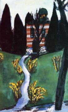 Stourdza Kapelle in Baden-Baden (Zypressen) Artwork by Max Beckmann