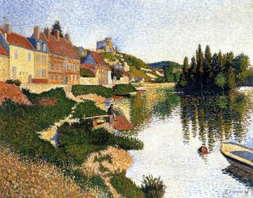 Riverbank, Les Andelys Artwork by Paul Signac