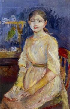 Julie Manet with a Budgie Artwork by Berthe Morisot