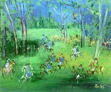 Horsemen Racing Artwork by Jean Dufy
