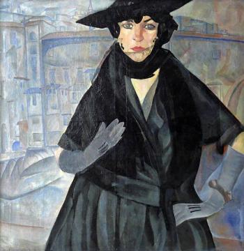Lady in Black Artwork by Boris Grigoriev