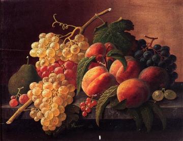Still Life with Peaches, Grapes and a Pear Artwork by Severin Roesen
