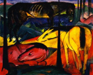 Three Horses I (larger version) Artwork by Franz Marc