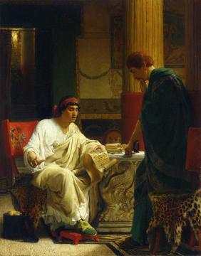 Vespasian Hearing From One Of His Generals Of The Taking Of Jerusalem By Titus Artwork by Sir Lawrence Alma Tadema