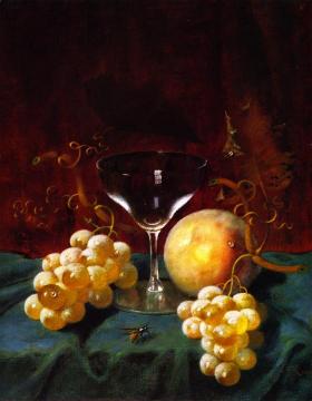White Grapes and Wine Glass Artwork by Carducius Plantagenet Ream