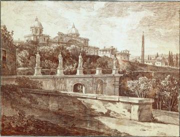 View of the Esquiline Hill and the Basilica of Sta-Maia Maggiore in Rome Artwork by Joseph-Benoit Suvee