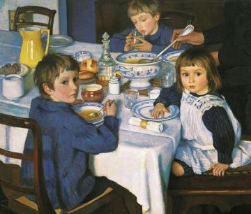 At Breakfast Artwork by Zinaida Serebriakova