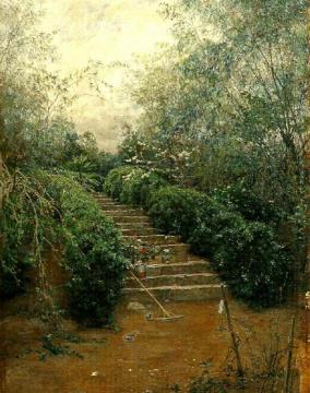 Stairs in the Garden Artwork by Johan Krouthén