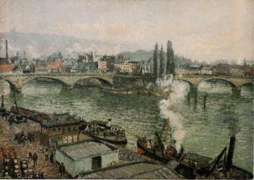 The Pont Corneille , Rouen: Grey Weather Artwork by Camille Pissarro