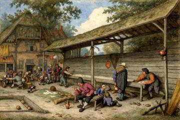 The Courtyard Of An Inn With A Game Of Shuffleboard Artwork by Adriaen van Ostade