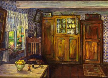 Interior of a fishing lodge Artwork by Clarita Beyer