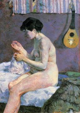 Study of a Nude, Suzanne Sewing Artwork by Paul Gauguin