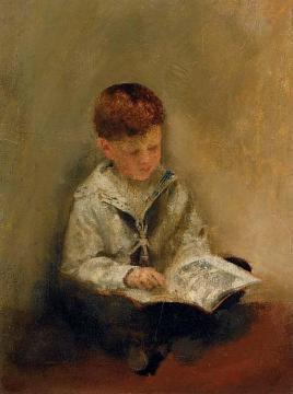 Boy Reading Artwork by Thomas Benjamin Kennington