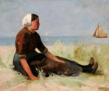 A Fisher Girl Artwork by Hendrik Willem Mesdag