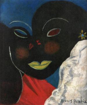 Woman's Face in Black Artwork by Francis Picabia