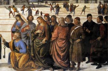 Christ Handing the Keys to St Peter (detail) Artwork by Pietro Perugino