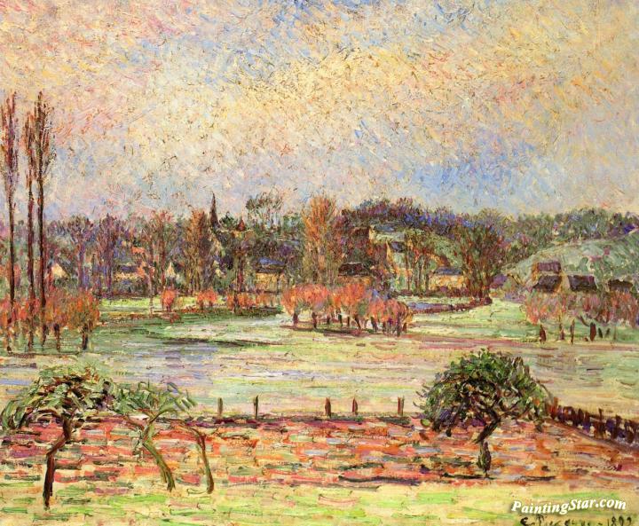 Flood, Morning Effect, Eragny Artwork by Camille Pissarro