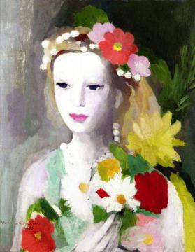Young Girl with a Garland of Flowers Artwork by Marie Laurencin