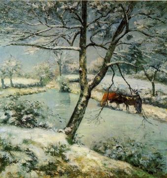 Winter at Montfoucault Artwork by Camille Pissarro