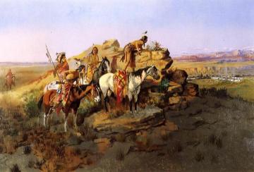 Watching The Settlers Artwork by Charles Marion Russell