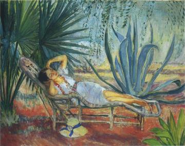 Saint-Tropez, Marthe Asleep in a Chaise Lounge Artwork by Henri Lebasque