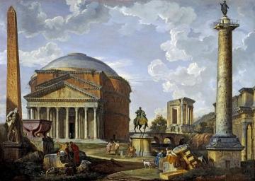 Fantasy View With The Pantheon And Other Monuments Of Ancient Rome Artwork by Giovanni Paolo Pannini