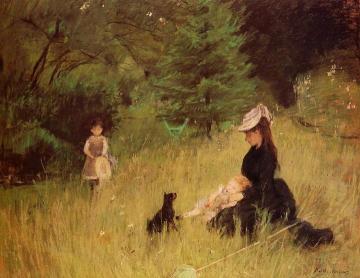 On the Lawn Artwork by Berthe Morisot