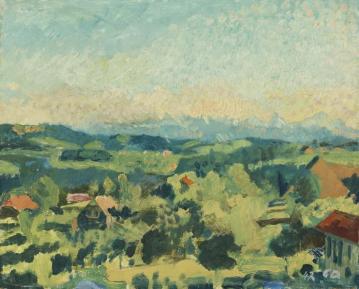 Landscape With Alps In Background Artwork by Cuno Amiet