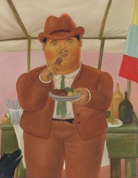 Man Eating Artwork by Fernando Botero