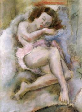 Sleeping Nude Artwork by Jules Pascin