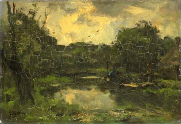 Landschap met schuit Artwork by Jacob Maris