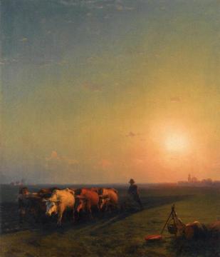 Ploughing the Fields, Crimea Artwork by Ivan Constantinovich Aivazovsky