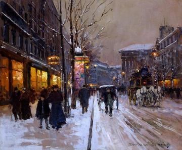 Boulevard De La Madeleine, Winter Artwork by Edouard Léon Cortes