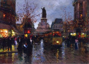 Place de la Republique at Twilight Artwork by Edouard Léon Cortes