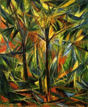 Forest: Rayonist Composition Artwork by Natalia Goncharova