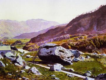 The Bowder Stone, Borrowdale Artwork by John Atkinson Grimshaw