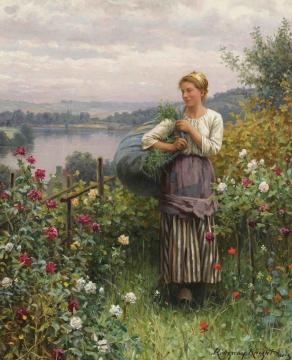 The Rose Garden Artwork by Daniel Ridgway Knight