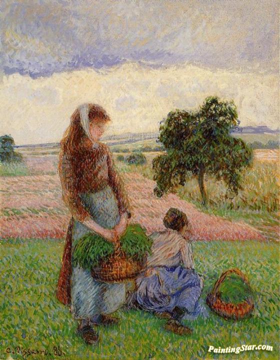 Peasant Woman Carrying a Basket Artwork by Camille Pissarro