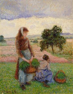 Peasant Woman Carrying a Basket Artwork by Camille Pissarro